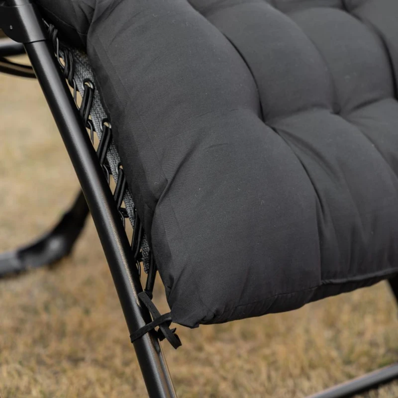Outsunny Padded Folding Recliner Chair, Patio Lounger with Cupholder, Adjustable Backrest, Removable Cushion, Black