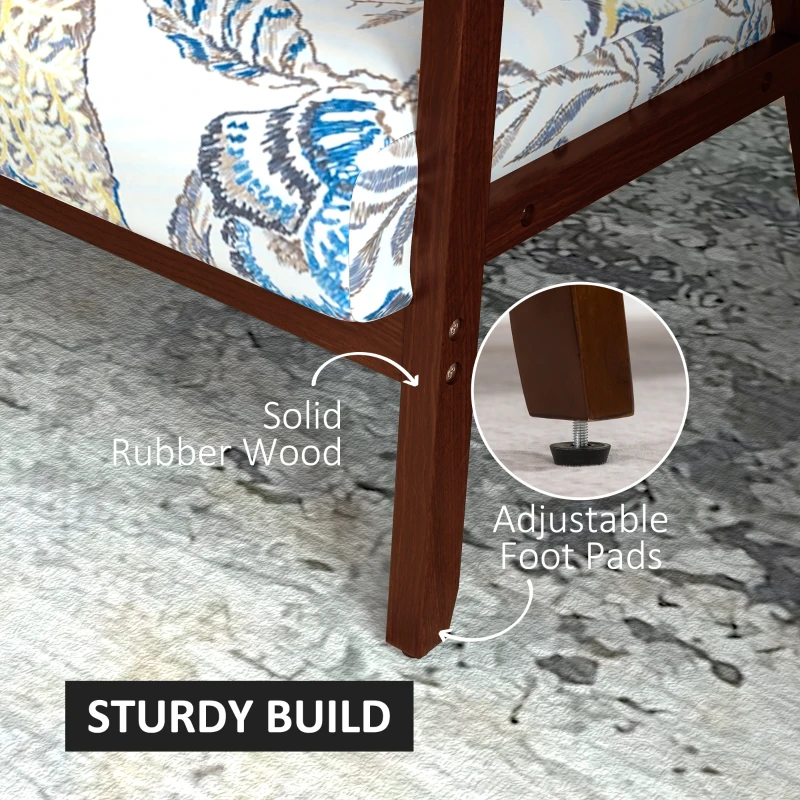 HOMCOM Compact Loveseat Sofa Couch Linen Fabric Double Seat Sofa with Rubber Wood Legs Multicolour