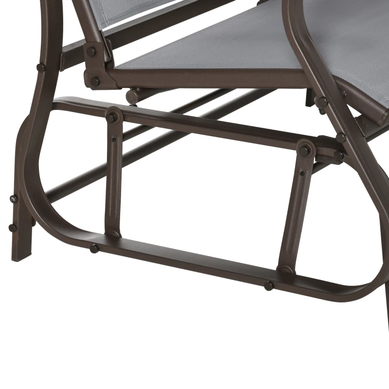 Outsunny Garden Double Gliding Chair, Patio Glider Armchair for Outdoor, Backyard Mesh Seat and Backrest, Steel Frame, Light Grey