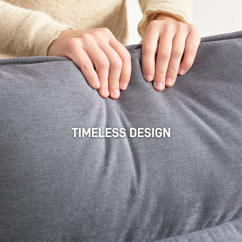 HOMCOM Birch Wood Fabric Modern Armchair, Accent Chair with Curved Leg and Arm for Living Room, Grey