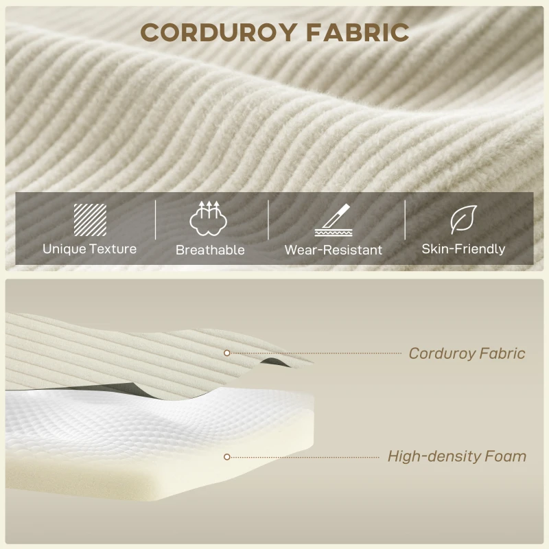 HOMCOM 2-in-1 Modular Sectional Sofa, Boneless L Shaped Couch Sofa Bed, Cream White