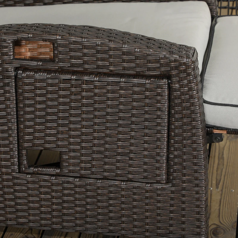 Outsunny Outdoor Recliner Chair with Adjustable Backrest and Footrest, Washable Cushion, Side Tray, Light Grey