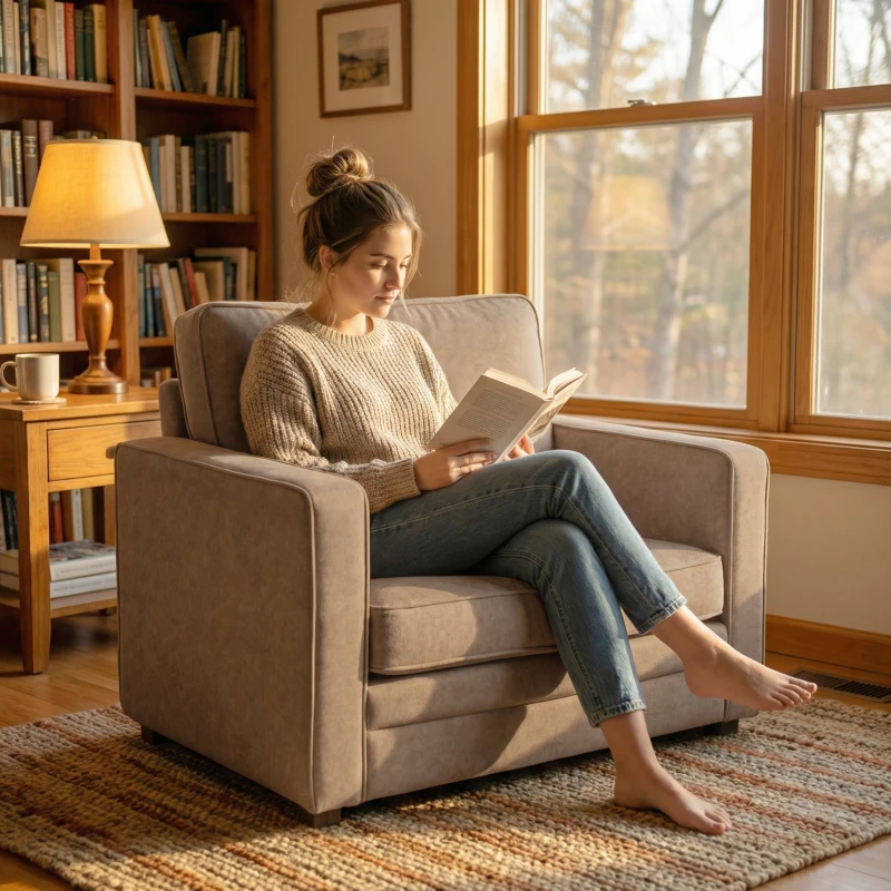 HOMCOM Accent Chair, Velvet-feel Fabric Armchair with Wide Seat, Spring Cushion, Solid Wood legs, Brown