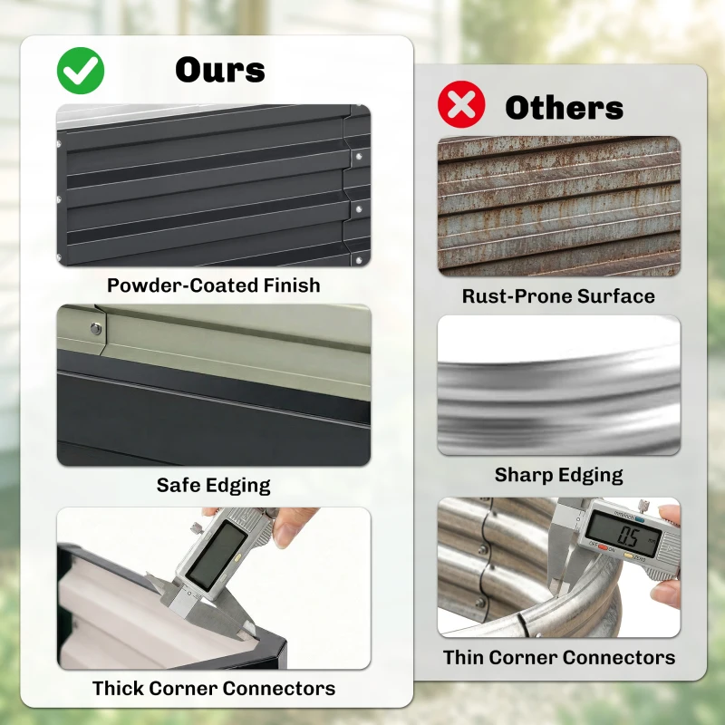 Outsunny 4' x 2' x 1' Raised Garden Bed, Set of 2 Galvanized Planter Box for Vegetables, Flowers, Herbs, Grey