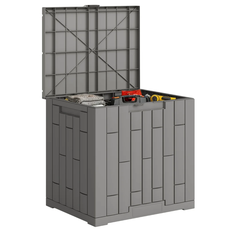 Outsunny 30 Gallon Resin Deck Box, Lockable Outdoor Storage Box, Splash-Resistant & UV Resistant Patio Storage Container