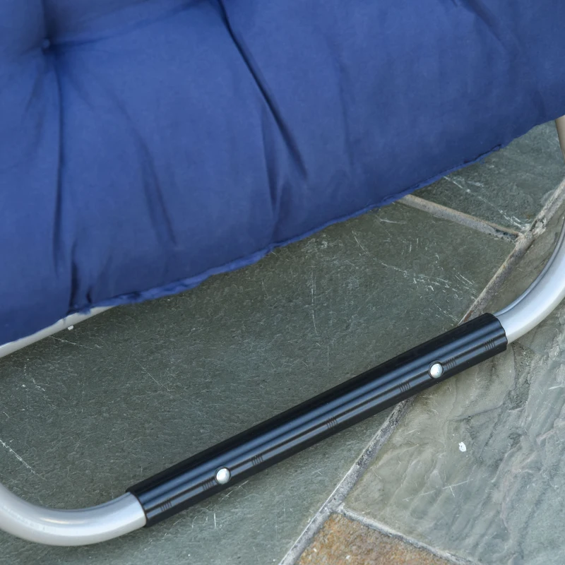 Outsunny Reclining Zero Gravity Chair with Adjustable Backrest, Folding Garden Sun Lounger, Outdoor Recliner with Removable Cushion and Headrest, Dark Blue