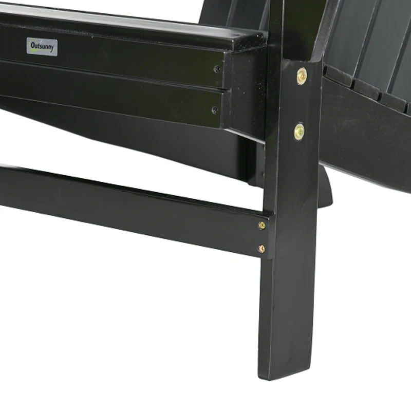 Outsunny Classic Adirondack Chair Muskoka Chair, Garden Deck Chair with Cup Holder for Patio, Indoor, Backyard, Black