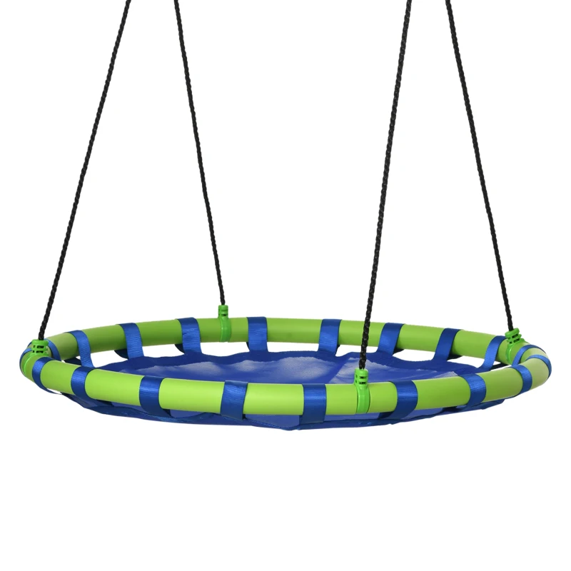 Outsunny 40 Inch Saucer Tree Swing Set for Kids with Adjustable Hanging Ropes, Steel Frame for Kids, 330lbs Capacity, Blue