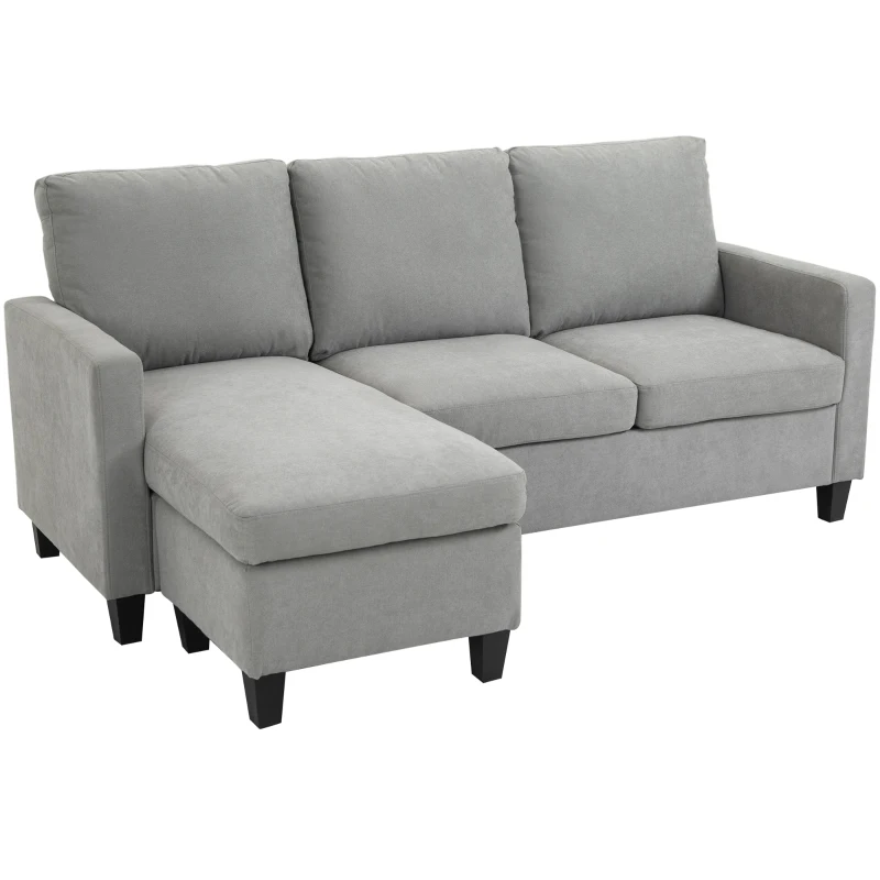 HOMCOM L-Shape Sofa, Modern Sectional Couch with Ottoman, Corner Sofa for Living Room, Light Grey