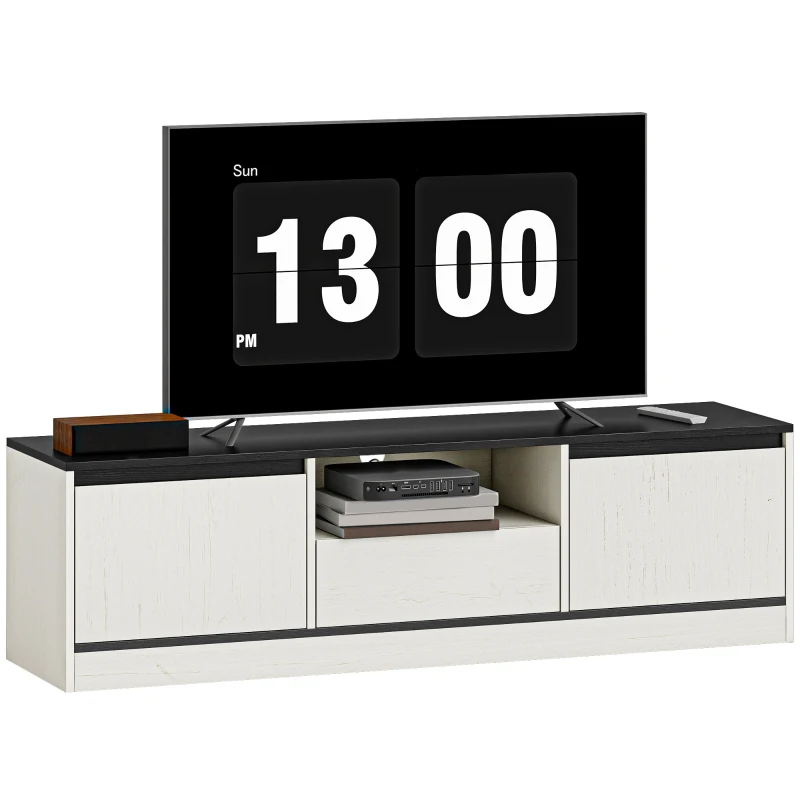 HOMCOM TV Stand for 55-60 Inch TV,  Entertainment Center w/ Cabinets, Shelf, Drawer and Cable Management for Living Room, White