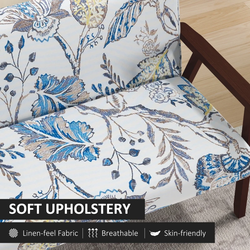 HOMCOM Compact Loveseat Sofa Couch Linen Fabric Double Seat Sofa with Rubber Wood Legs Multicolour