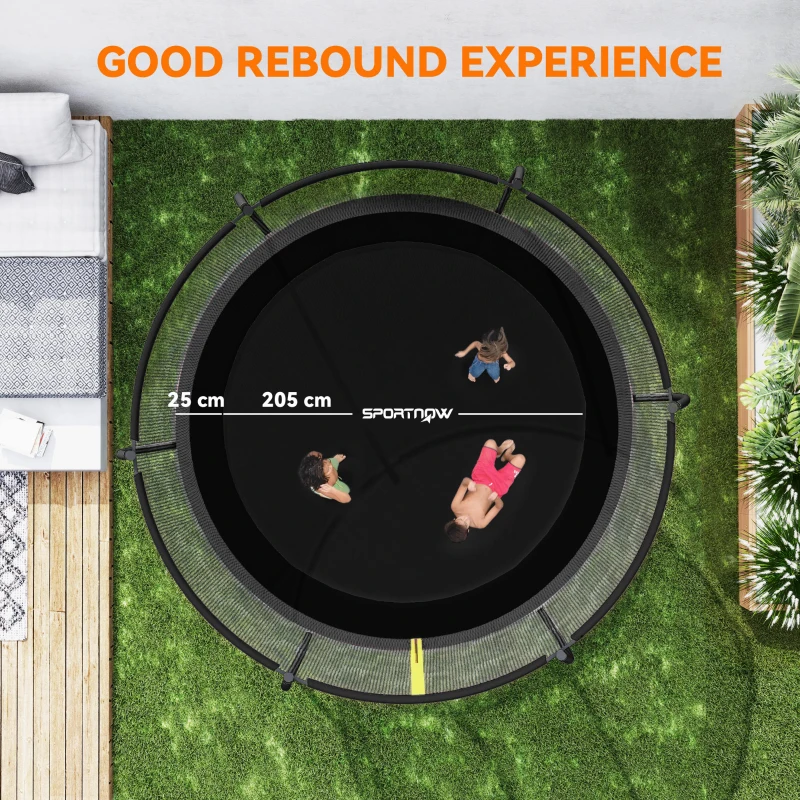 Soozier 8ft Outdoor Trampoline with Net Enclosure, Curved Poles and Safety Pad, ASTM Approved, Black