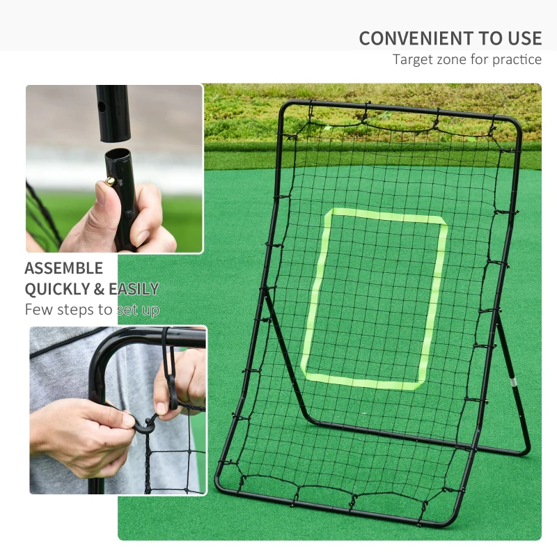 Soozier 4 x 5.7ft Volleyball Rebounder Net with Strike Zone, Baseball Lacrosse Training Net for Pitching and Fielding