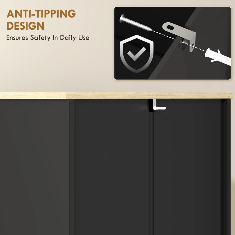 HOMCOM 72" Tall Pantry Cabinet, Kitchen Pantry Cabinet with Adjustable Shelves, Storage Cabinet with 4 Doors, Black