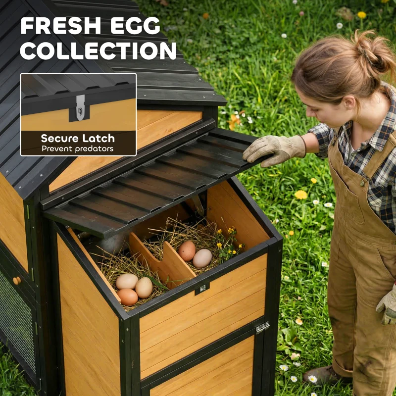 PawHut Large Chicken Coop, 134"L Wooden Chicken House with Run, Nesting Box, Slide-Out Tray, Waterproof Roof and Ramp