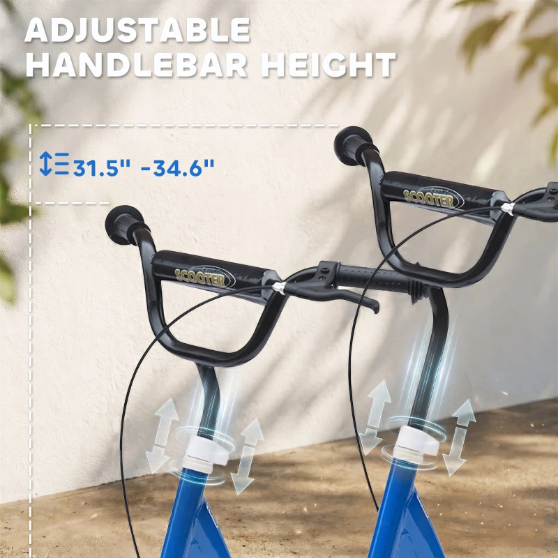 HOMCOM Adjustable Kids Pro Stunt Scooter Children Street Bike Bicycle Ride On with 12” Tire (Blue)