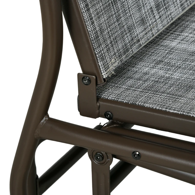 Outsunny Outdoor 2-Person Glider Bench, Outside Swing Glider Chair Loveseat with Breathable Mesh, Table, Steel Frame