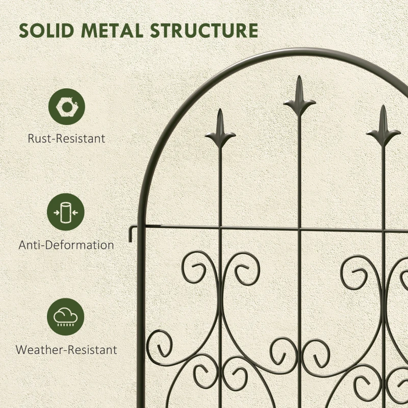 Outsunny Set of 2 Metal Garden Trellis, Decorative Trellis Panels, Scrollwork Design, 150 x 50 cm, Black