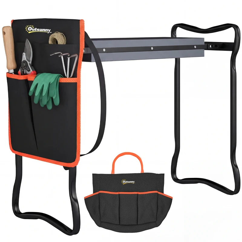 Outsunny Garden Kneeler and Seat, 330lbs Heavy Duty Gardening Stool with Thick Soft Kneeling Pad