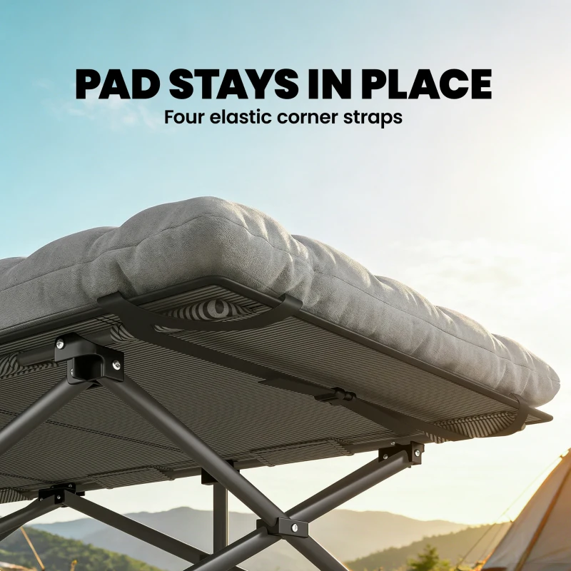 Outsunny Set of 2 Camping Cot with Soft Pad, 32" Extra Wide Folding Cots with Non-Slip Feet and Carry Bag, Grey