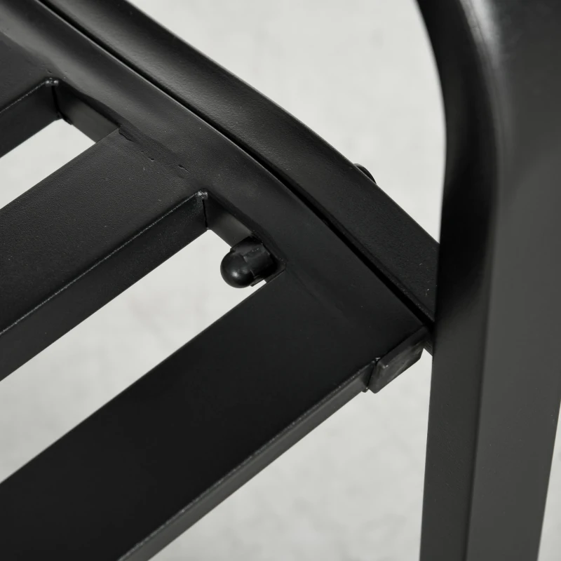 Outsunny 49" Metal Outdoor Bench Patio Bench with Curved Arms and Slatted Seat for Patio, Backyard, Lawn