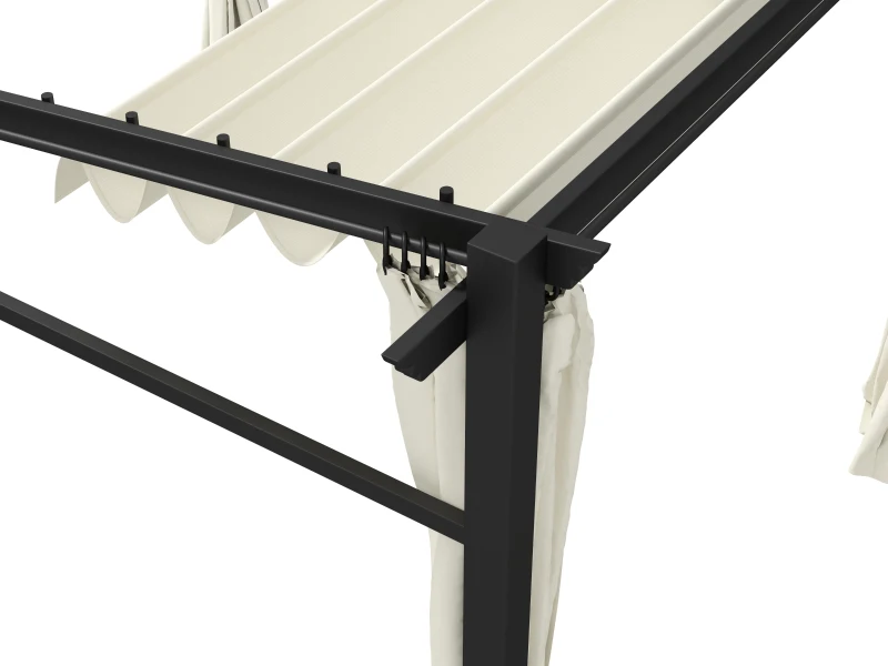 Outsunny Metal Pergola with Sliding Roof Canopy, Retractable Pergola Canopy, 10' x 10', Beige