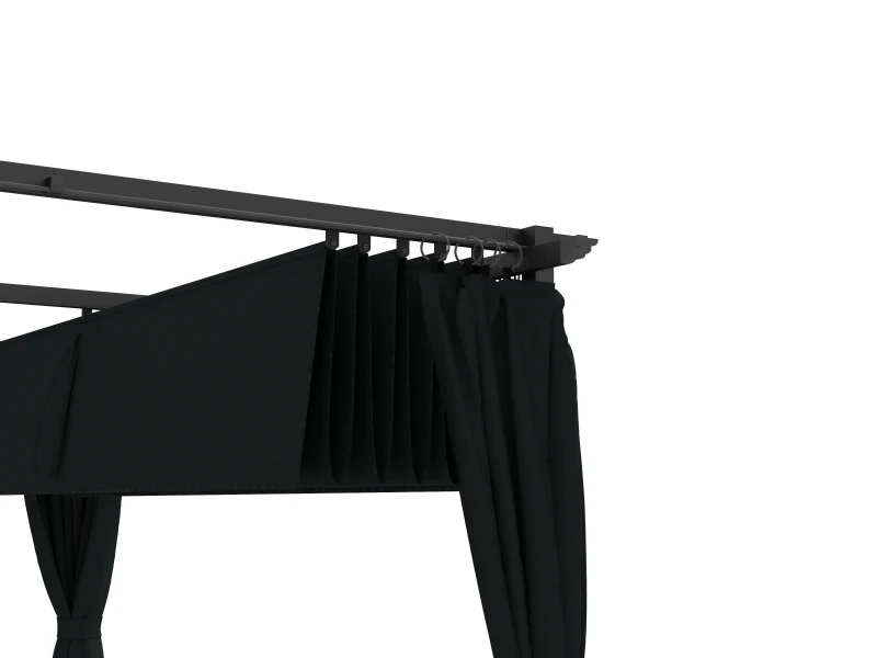 Outsunny 10' x 13' Pergola with Retractable Canopy and Curtains, UPF30+ Sun Shade Shelter for Grill, Garden, Backyard, Deck