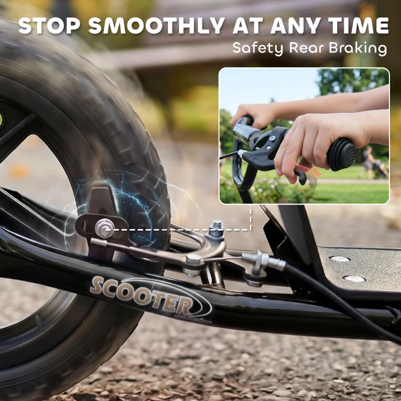 HOMCOM Adjustable Kids Pro Stunt Scooter Children Street Bike Bicycle Ride On with 12” Tire (Black)