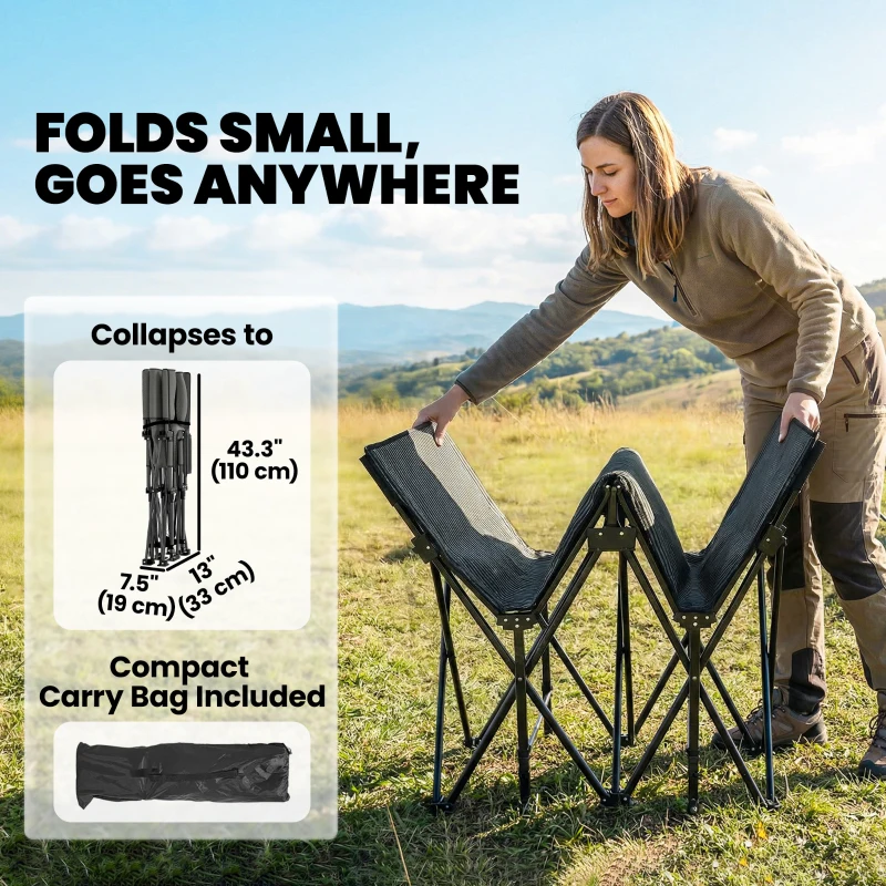 Outsunny Set of 2 Camping Cot with Soft Pad, 32" Extra Wide Folding Cots with Non-Slip Feet and Carry Bag, Grey