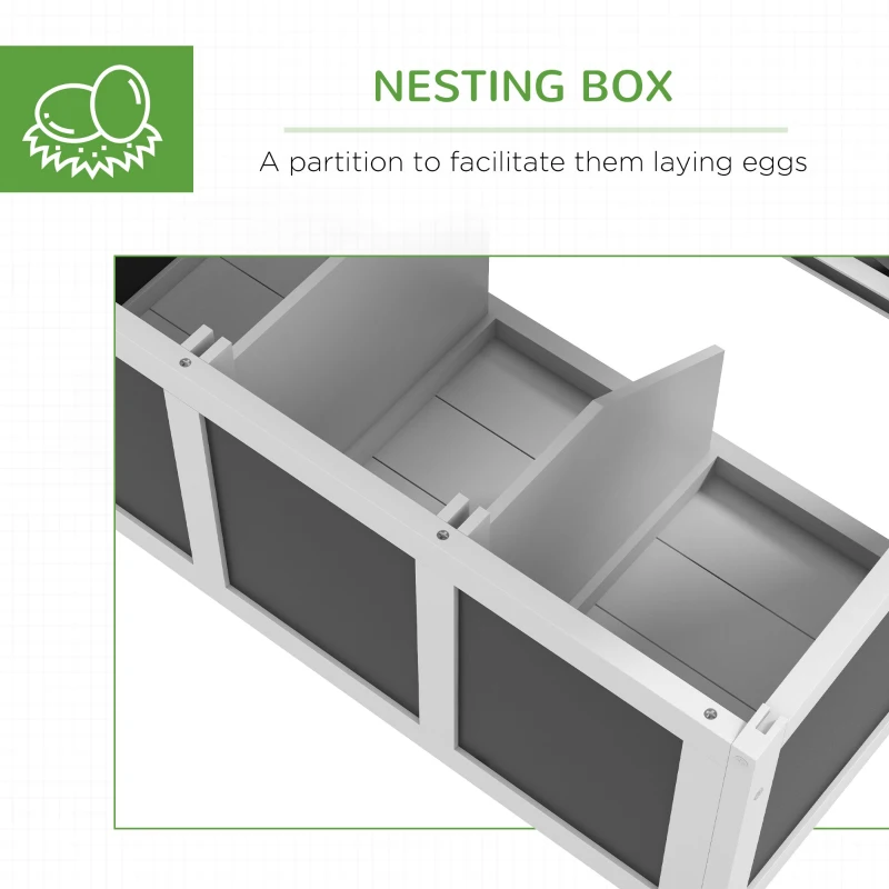 PawHut Wooden Chicken Coop with Nesting Box for 6 Chickens, Dark Grey