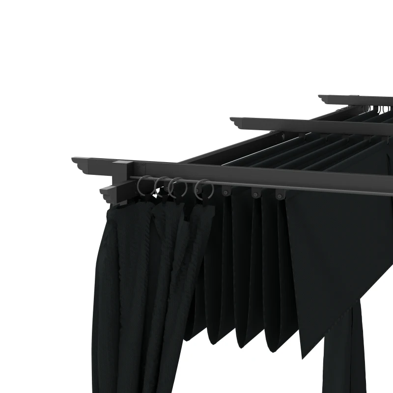 Outsunny 10' x 13' Pergola with Retractable Canopy and Curtains, UPF30+ Sun Shade Shelter for Grill, Garden, Backyard, Deck