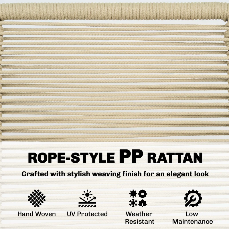 Outsunny 3 Piece Rocking Bistro Set Outdoor Patio Furniture Set with Cushions, Glass Coffee Table for Balcony, Cream White