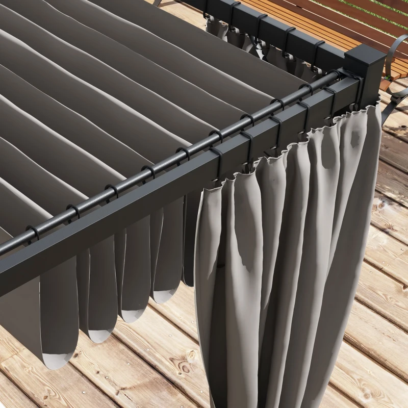 Outsunny 10' x 10' Retractable Pergola Canopy with Sidewalls, Metal Outdoor Gazebo Sun Shade Shelter, Light Grey