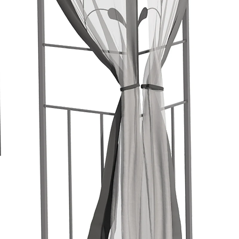 Outsunny 10'x10' Soft-top Steel Patio Gazebo Outdoor Sun Shelter with 2-Tier Polyester Roof, Curtain Sidewalls, Grey