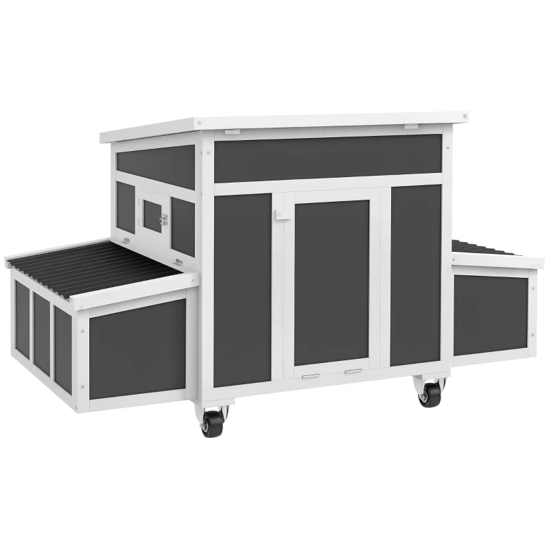 PawHut Wooden Chicken Coop with Nesting Box for 6 Chickens, Dark Grey