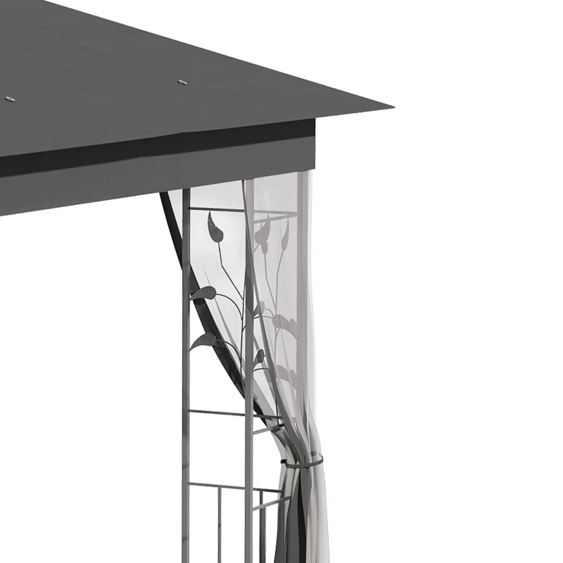 Outsunny 10'x10' Soft-top Steel Patio Gazebo Outdoor Sun Shelter with 2-Tier Polyester Roof, Curtain Sidewalls, Grey