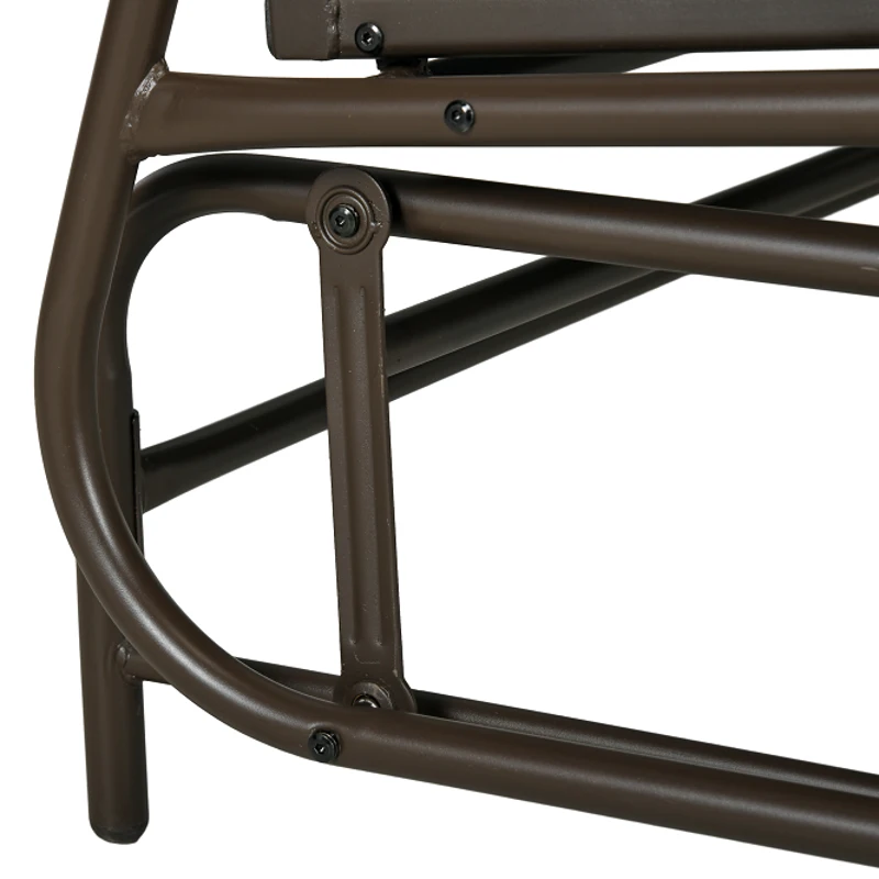 Outsunny Outdoor 2-Person Glider Bench, Outside Swing Glider Chair Loveseat with Breathable Mesh, Table, Steel Frame