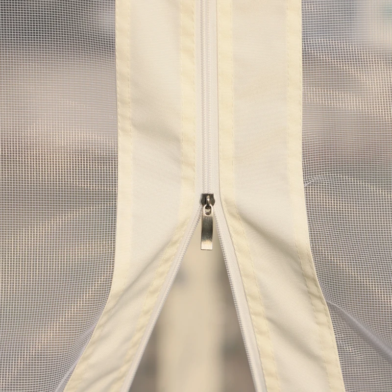 Outsunny 10'x10' Soft-top Steel Patio Gazebo Outdoor Sun Shelter with 2-Tier Polyester Roof, Curtain Sidewalls, White