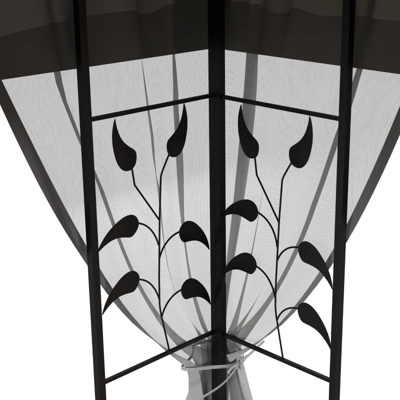 Outsunny 10'x10' Soft-top Steel Patio Gazebo Outdoor Sun Shelter with 2-Tier Polyester Roof, Curtain Sidewalls, Light Grey