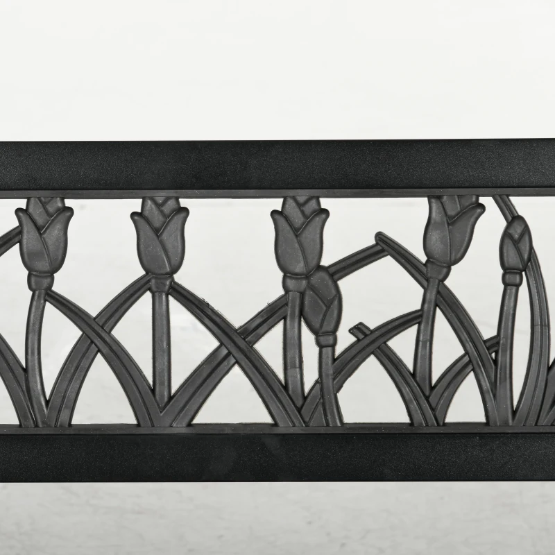 Outsunny 49" Metal Outdoor Bench Patio Bench with Curved Arms and Slatted Seat for Patio, Backyard, Lawn