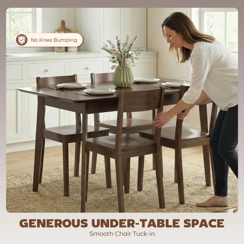 HOMCOM 47.2" Rectangle Dining Table for 4, Mid-Century Modern Kitchen Table with Rubber Wood Frame for Dining Room, Mahogany