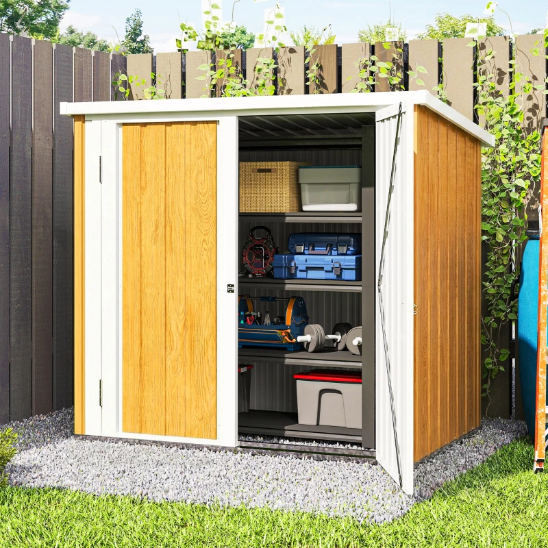 Outsunny 5' x 3' Metal Garden Storage Shed, Tool House with Double Doors for Backyard, Patio, Lawn