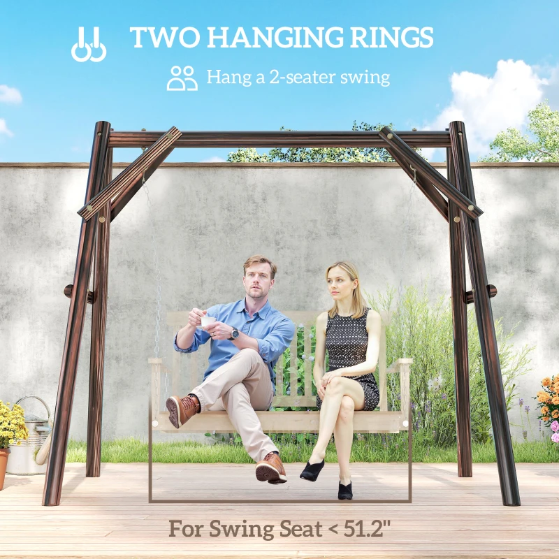 Outsunny 660 lbs Porch Swing Frame, A-Frame Hanging Chair Stand Only for DIY Painting, Swing Chair Stand for Backyard, Patio