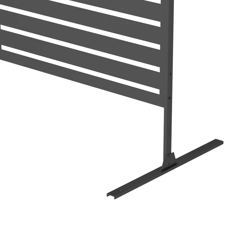 Outsunny Decorative Outdoor Privacy Panel, Freestanding Metal Outdoor Divider with Stand for Garden, Backyard, Deck, Pool, Black