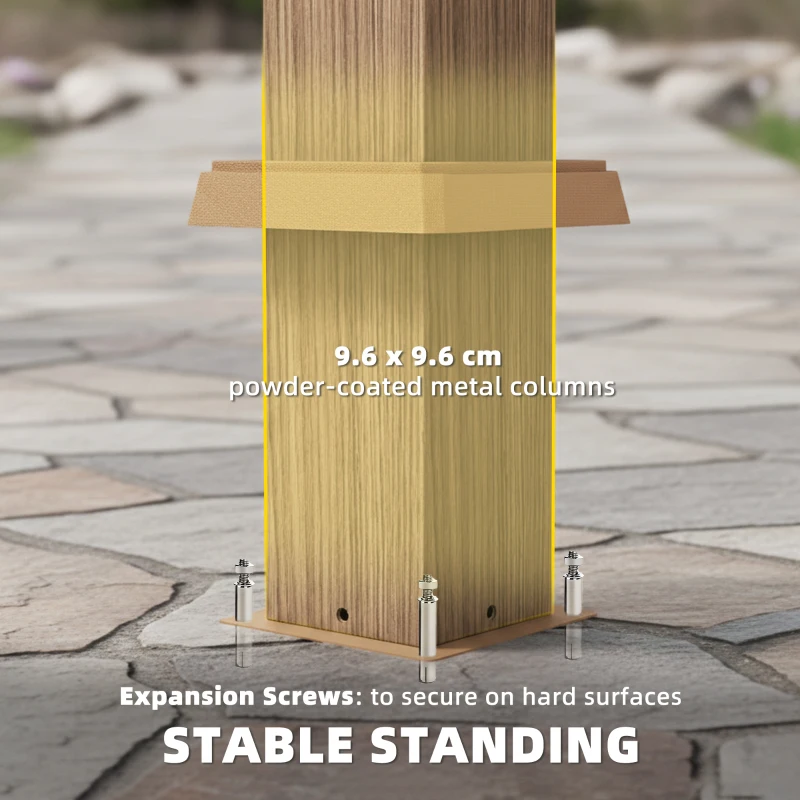 Outsunny 10' x 10' Louvered Pergola with Solar LED lights, Metal Roof, Outdoor Pergola Patio Gazebo with Drainage Gutters, Brown