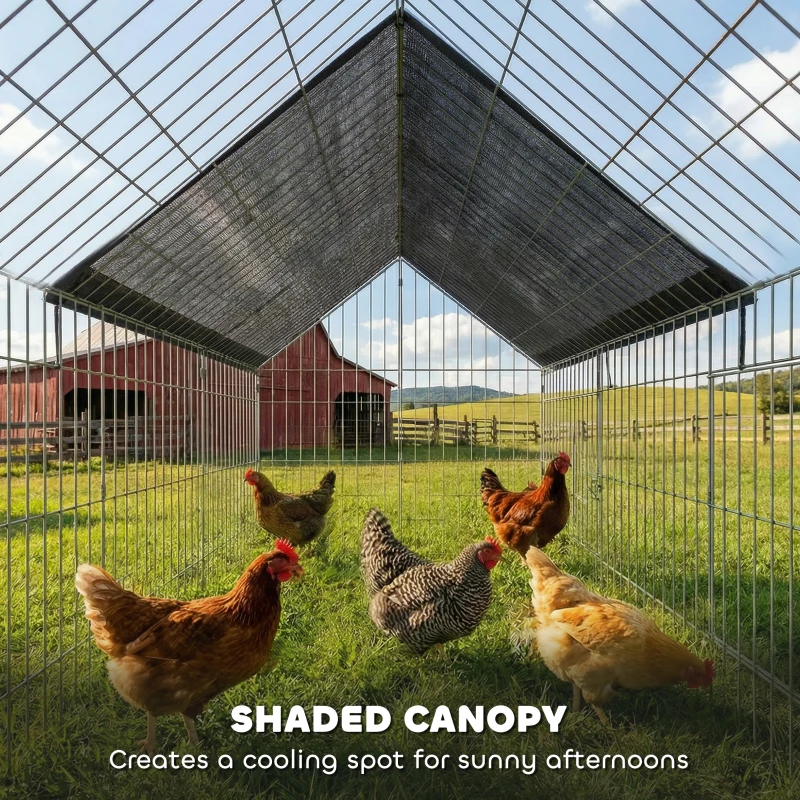 PawHut Metal Chicken Coop with Cover for Backyard Small Animals Duck Rabbit, 71" x 29.5" x 29.5", Black