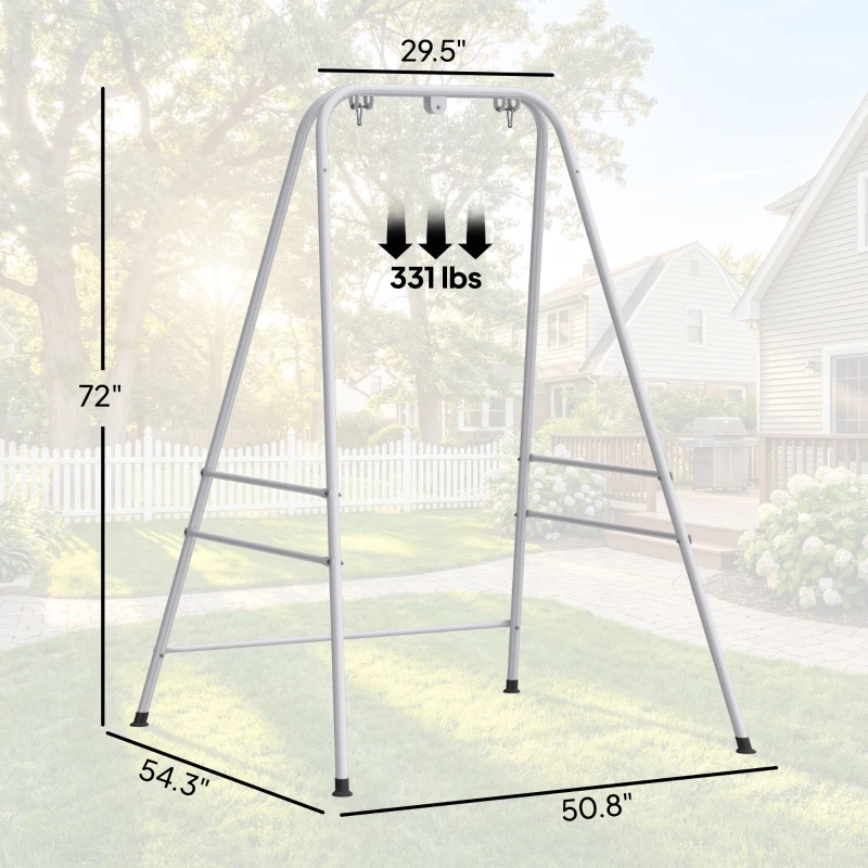 Outsunny Hammock Chair Stand  Indoor and Outdoor Use with Anti-Slip Foot Pads, 2 Carabiners, White