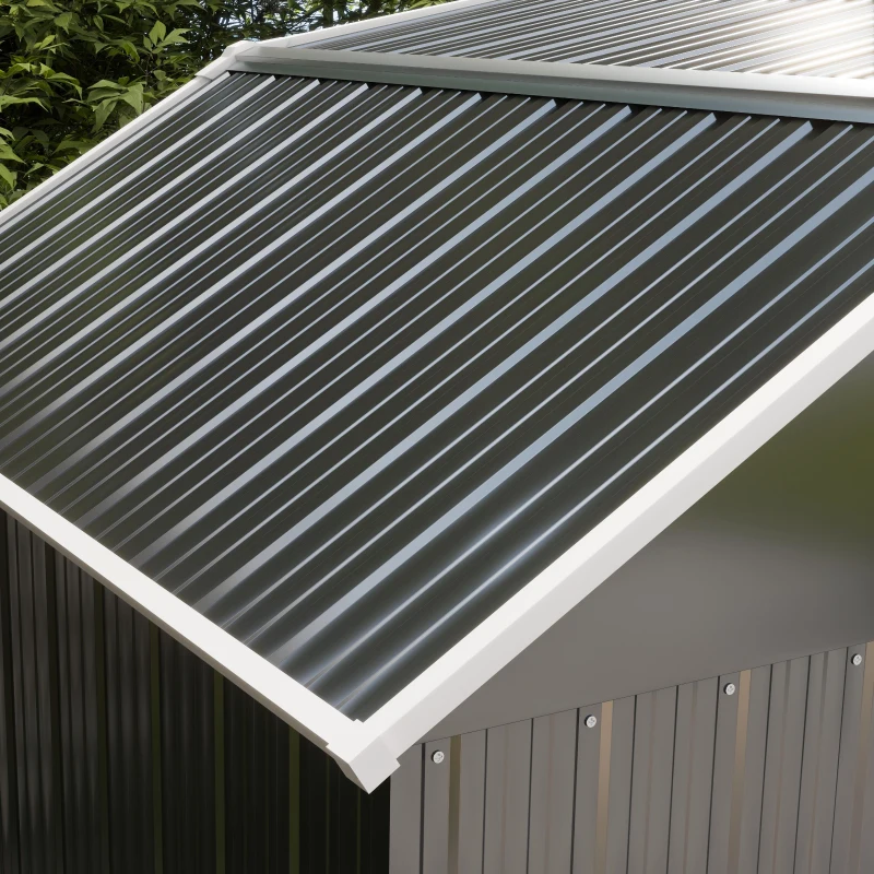 Outsunny 8' x 4' Galvanized Outdoor Storage Shed, Garden Shed with Adjustable Shelves, Double Sliding Doors and Vents