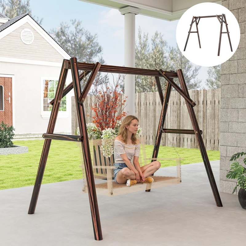 Outsunny 660 lbs Porch Swing Frame, A-Frame Hanging Chair Stand Only for DIY Painting, Swing Chair Stand for Backyard, Patio