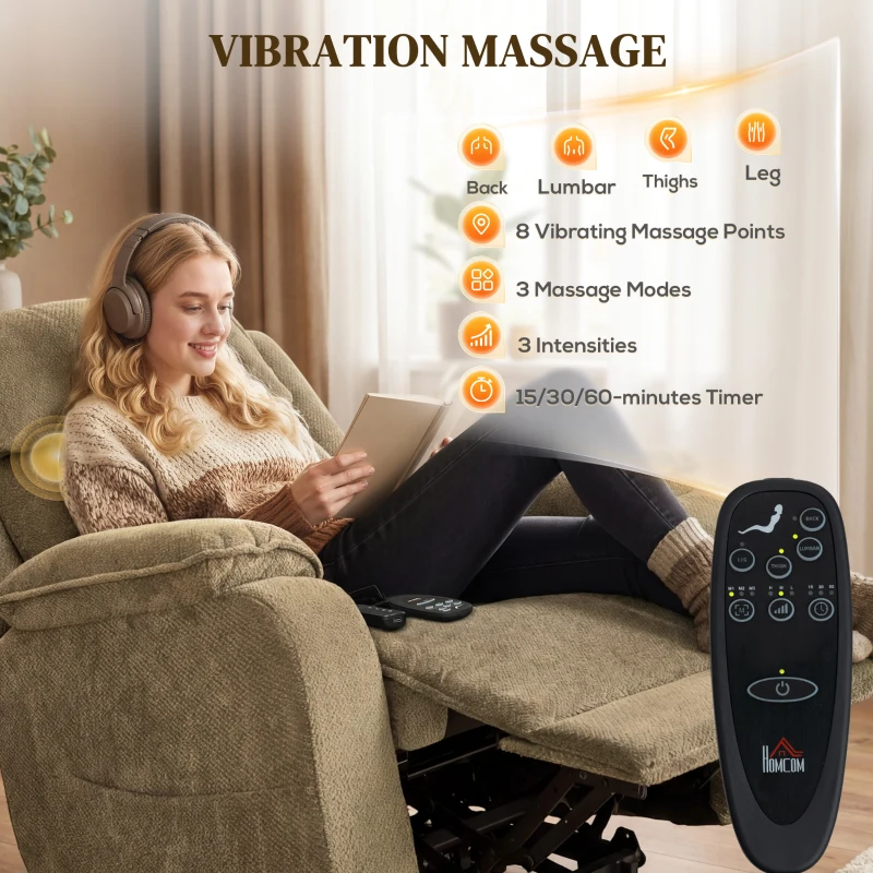 HOMCOM Power Recliner Chair with Massage, Electric Lift Chair for Elderly with Side Pockets, 2 Memory Positions, Remote, Brown